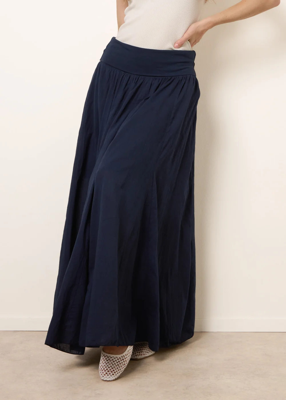 Blue Vanilla Navy Godet Hem Jersey Waist Skirt - M/L Image 2