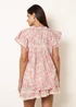 Blue Vanilla Pink Ditsy Floral Cotton Ruffle Sleeve Top - S Image 4