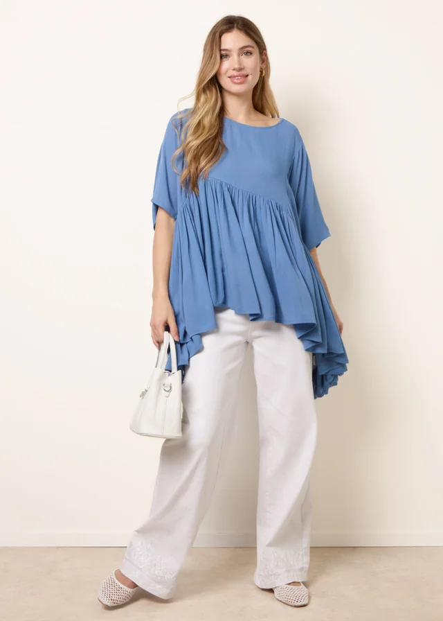 Blue Vanilla Blue Gathered Oversized Top