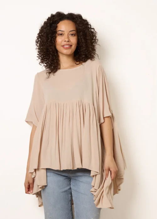 Blue Vanilla Stone Gathered Oversized Top - One Size Image 3