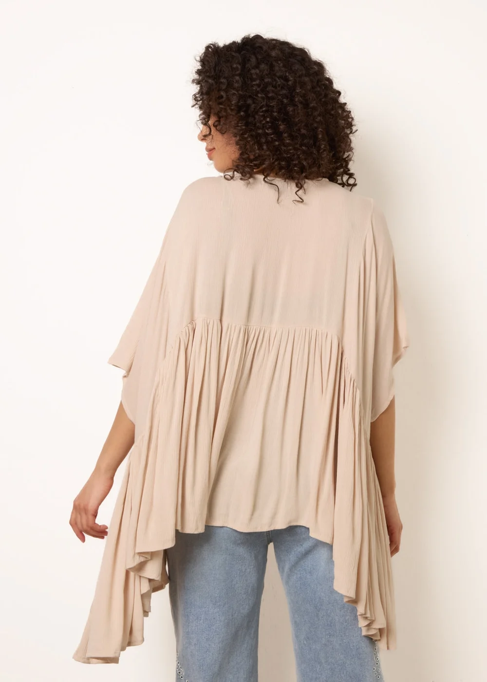 Blue Vanilla Stone Gathered Oversized Top - One Size Image 4