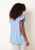 Blue Vanilla Blue Cotton Embroidery Detail Ruffle Sleeve Top - L Image 4