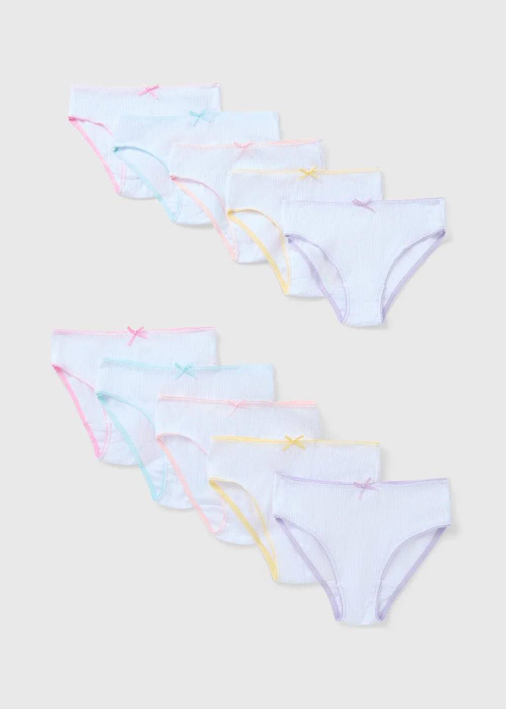 10 Pack Girls White Ribbed Knickers (1.5-13yrs) - 1.5-2 Yrs Image 1