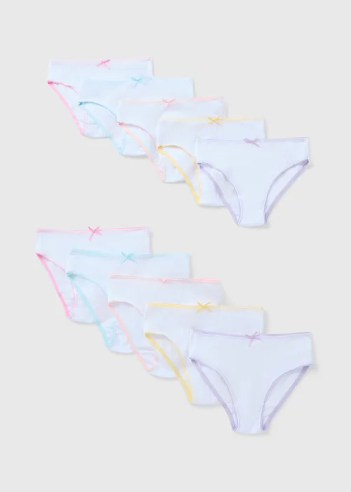 10 Pack Girls White Ribbed Knickers (1.5-13yrs) - 1.5-2 Yrs Image 1