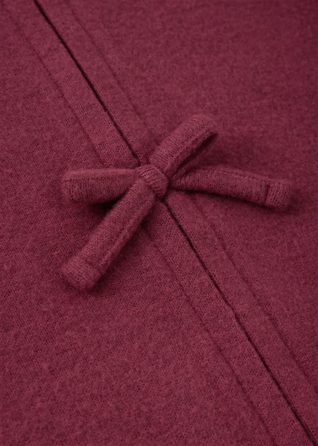 Girls Burgundy Bow Knitted Top & Trouser Set (7-15yrs)