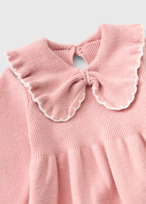 Baby Pink Knitted Bow Dress & Tights Set (0-23mths) - 3-6 months Image 2