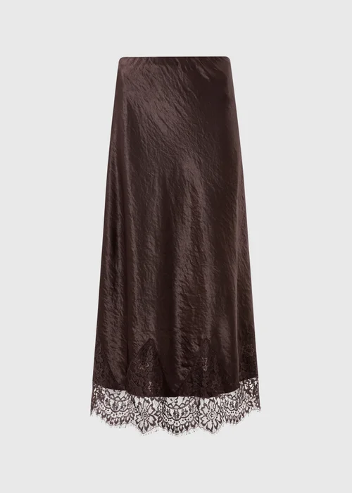 Brown Lace Trim Co Ord Midaxi Skirt - Size 8 Image 5