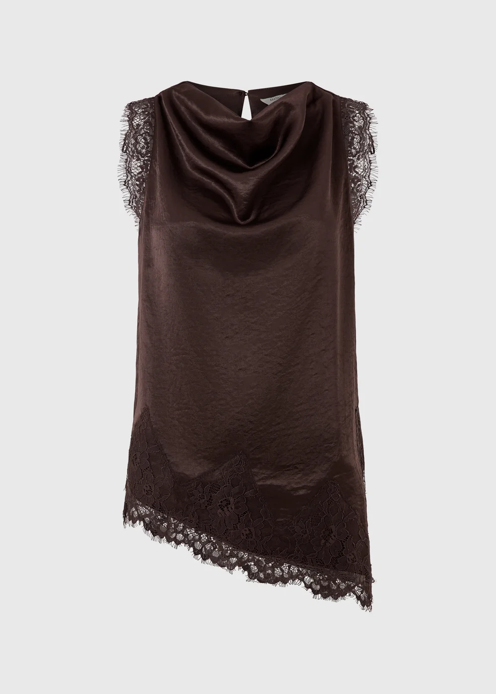Chocolate Brown Lace Cowl Neck Co Ord Top - Size 8 Image 4