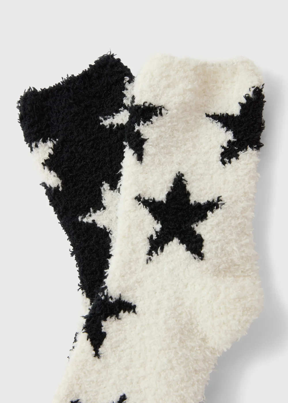 2 Pack Black/Cream Star Print Cosy Socks - One Size Image 2