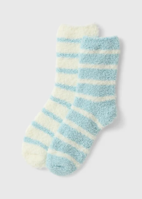 2 Pack Navy/Cream Fairisle Cosy Socks - One Size Image 1