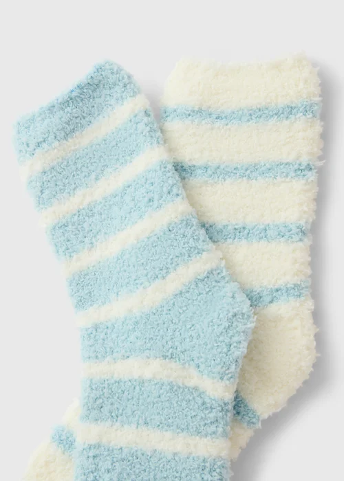 2 Pack Navy/Cream Fairisle Cosy Socks - One Size Image 2