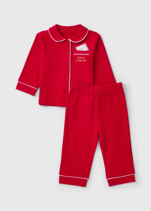 Baby Red Dear Santa Christmas Pyjama Set (0-23mths) - Age 6 - 9 Months Image 1