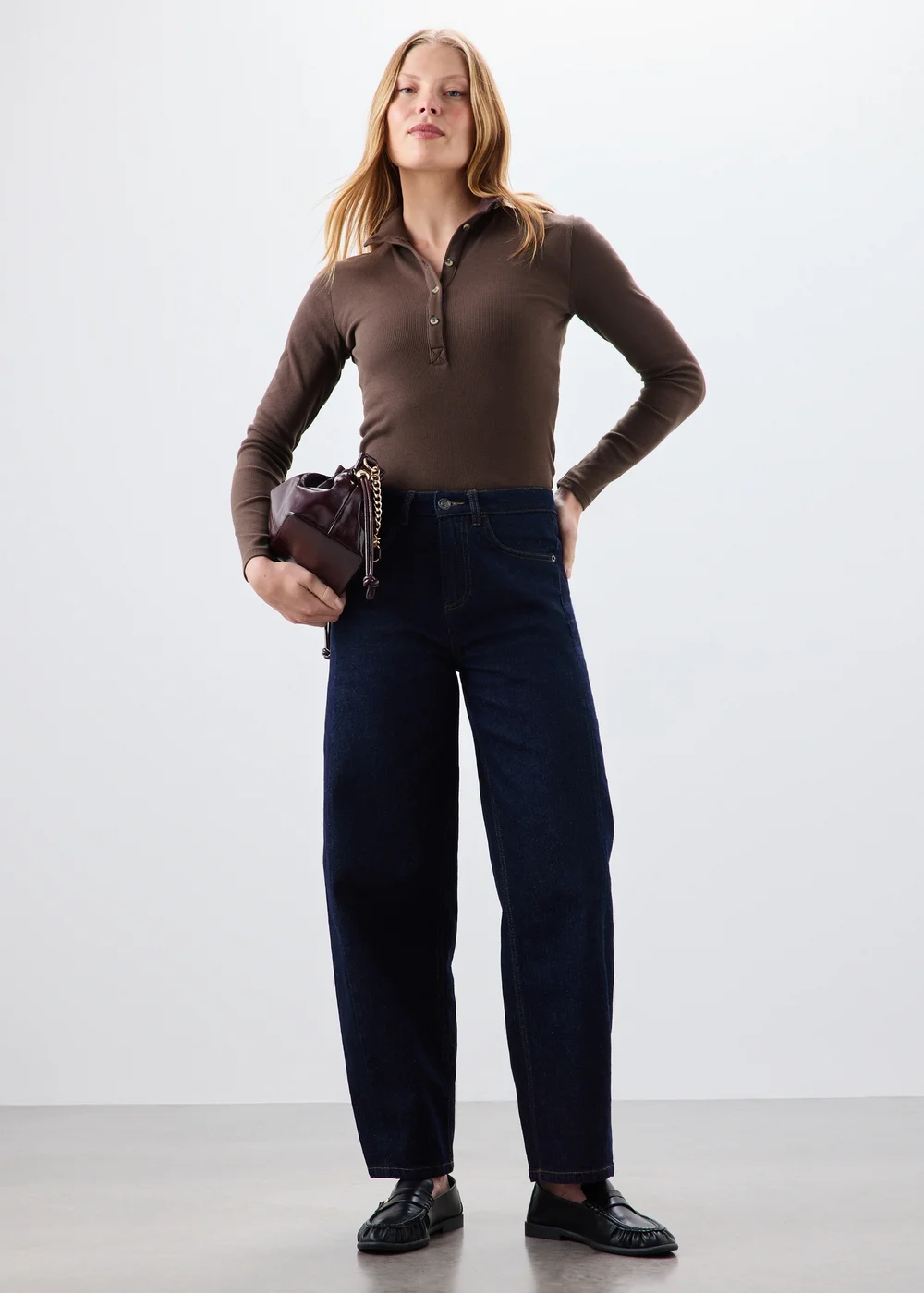 Chocolate Ribbed Funnel Neck Top - 20 Image 4