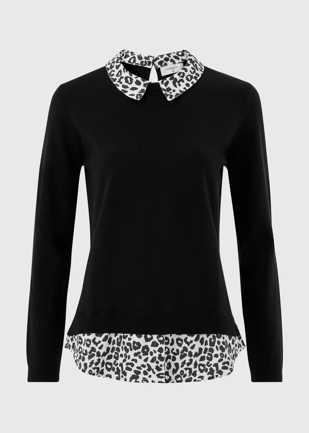 Black Leopard Print Collar Jumper - Size 8 Image 1