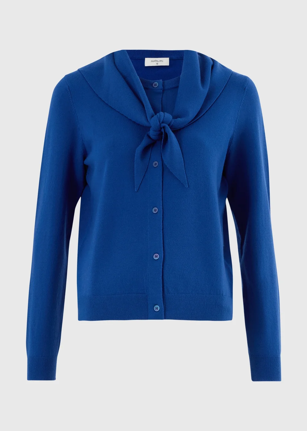 Cobalt Blue Long Sleeve Cardigan With Detachable Neck Scarf - Size 8 Image 5