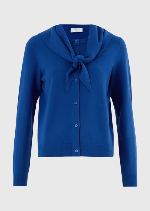 Cobalt Blue Long Sleeve Cardigan With Detachable Neck Scarf - Size 8 Image 5