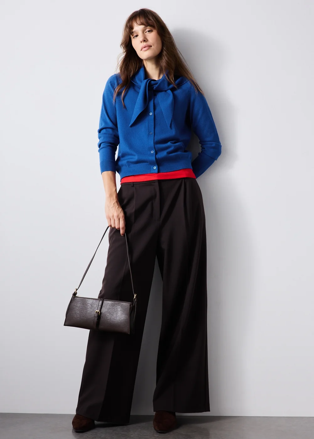Cobalt Blue Long Sleeve Cardigan With Detachable Neck Scarf - Size 8 Image 2