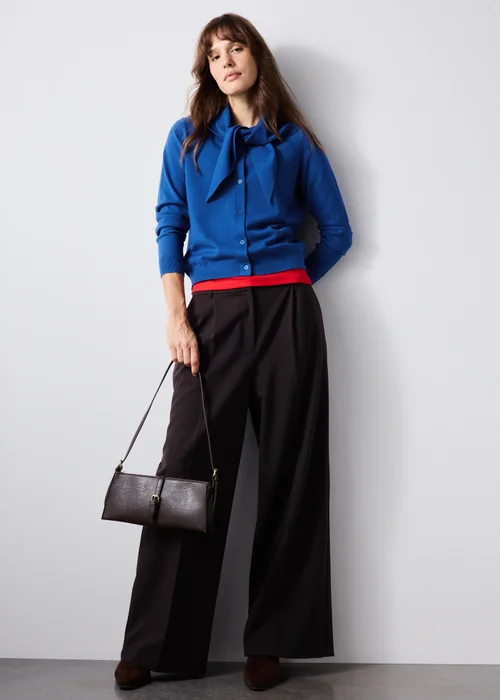 Cobalt Blue Long Sleeve Cardigan With Detachable Neck Scarf - Size 8 Image 2