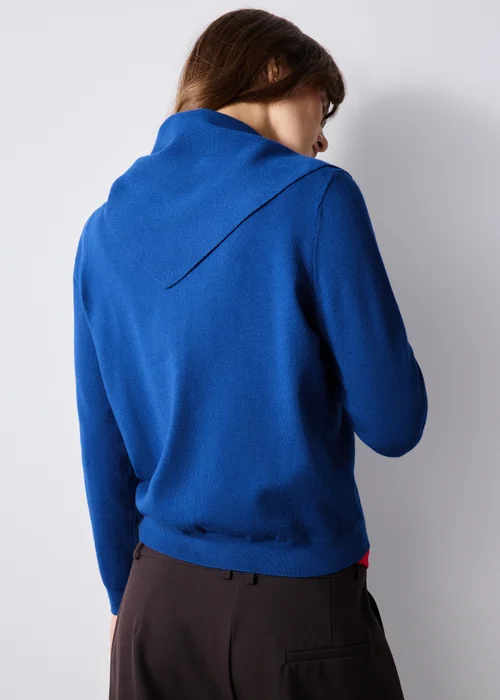 Cobalt Blue Long Sleeve Cardigan With Detachable Neck Scarf - Size 8 Image 3