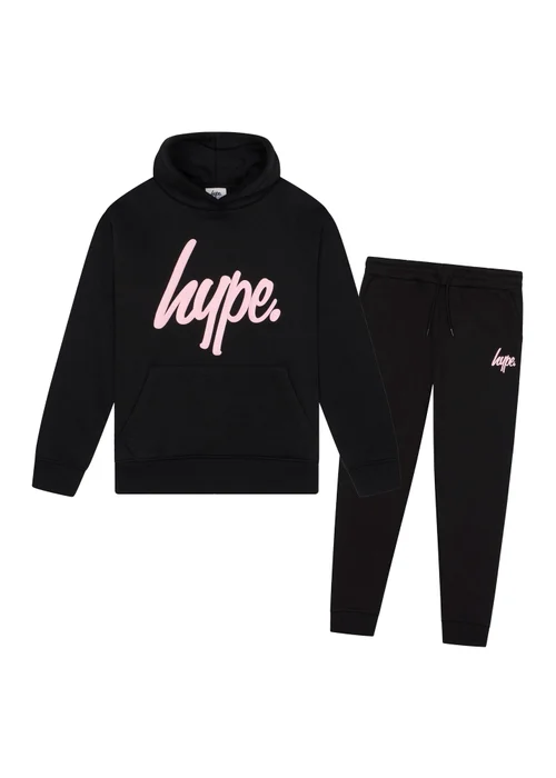 Hype Girls Black Hooded Tracksuit with Joggers (7-12 Years) - 7-8 Yrs Image 1