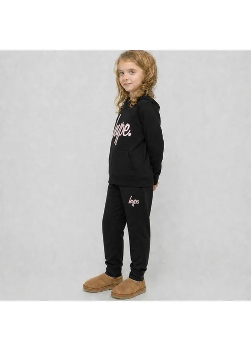 Hype Girls Black Hooded Tracksuit with Joggers (7-12 Years) - 7-8 Yrs Image 4