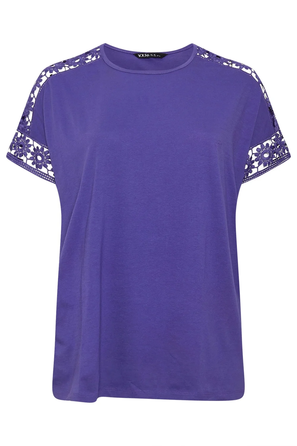 Yours Curve Purple Crochet Sleeve T-Shirt - 22-24 Image 5