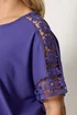 Yours Curve Purple Crochet Sleeve T-Shirt - 22-24 Image 4
