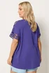 Yours Curve Purple Crochet Sleeve T-Shirt - 22-24 Image 3