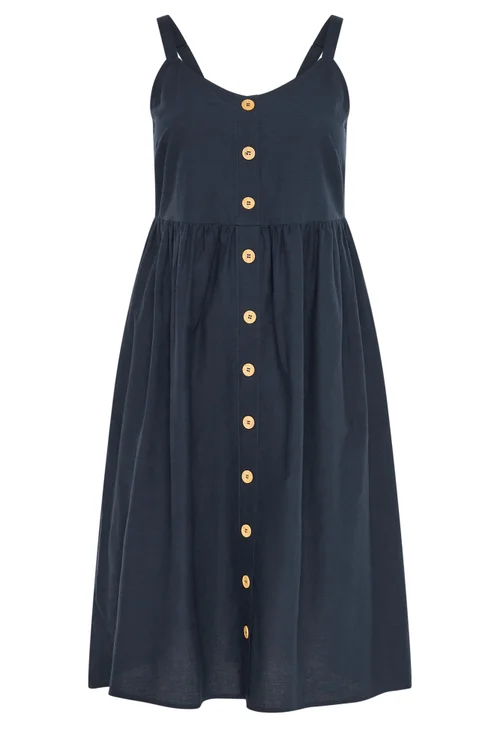 Yours Curve Navy Blue Linen Sundress - 18 Image 5