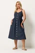 Yours Curve Navy Blue Linen Sundress - 18 Image 2