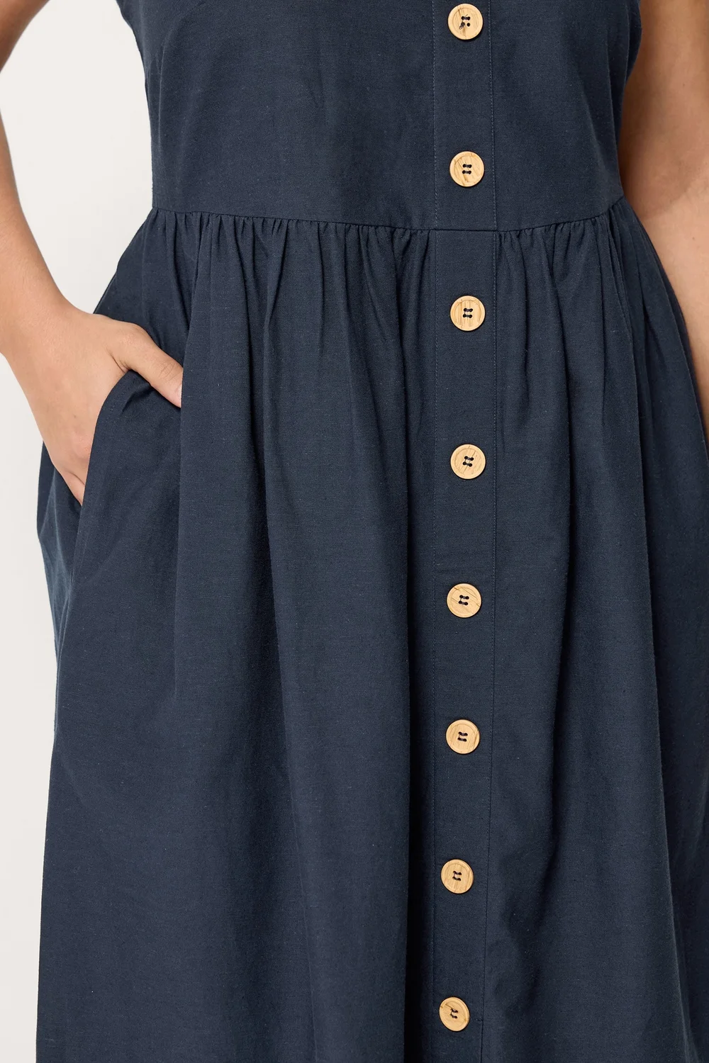 Yours Curve Navy Blue Linen Sundress - 18 Image 4