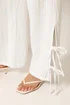 PixieGirl Petite White Tie Detail Cotton Cheesecloth Wide Leg Trousers - 16/L27 Image 4