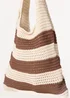Blue Vanilla Beige Crochet Stripe Bag - One Size Image 2