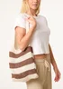 Blue Vanilla Beige Crochet Stripe Bag - One Size Image 3