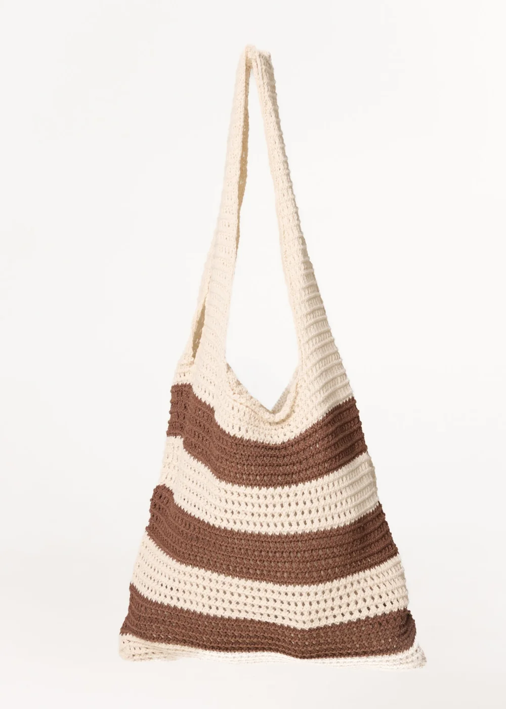 Blue Vanilla Beige Crochet Stripe Bag - One Size Image 1