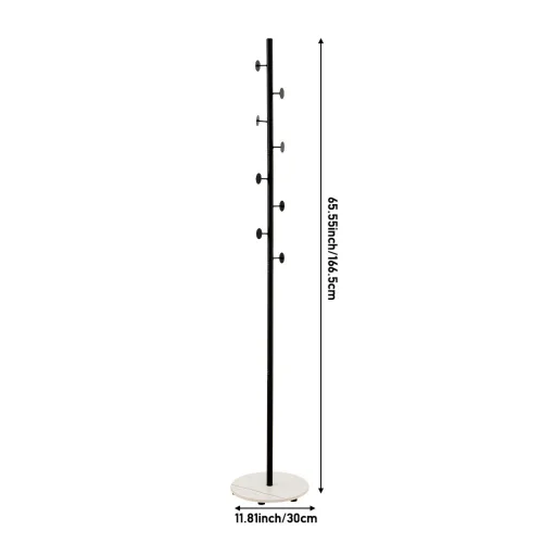 Lifeideas Freestanding Coat Rack with Marble Base - One Size Image 2