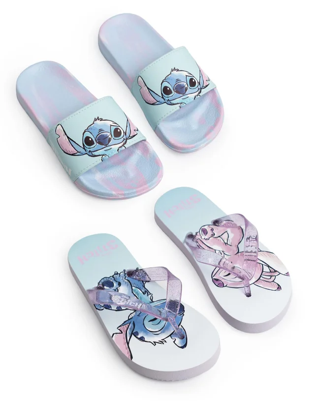 Vanilla Underground Lilo & Stitch Girls Multicoloured 2 Pack Multi Character Slider Slippers (12-5 UK Child)