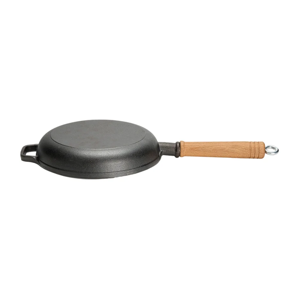 Lifeideas Round Cast Iron Skillet with Removable Wooden H&le - M Image 3