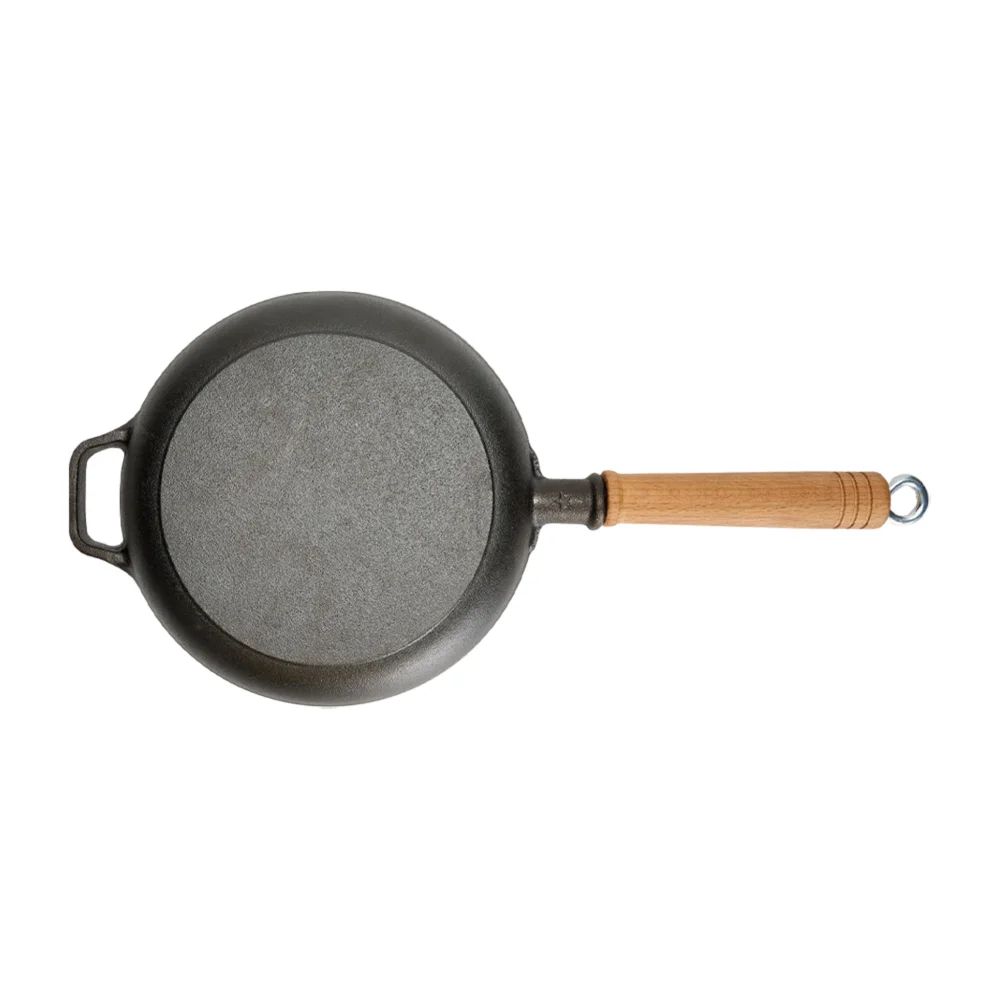 Lifeideas Round Cast Iron Skillet with Removable Wooden H&le - M Image 4