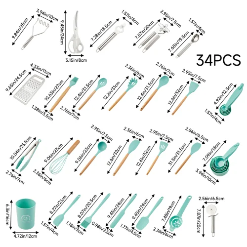 Lifeideas Silicone Kitchen Cooking Utensils Set - One Size Image 2