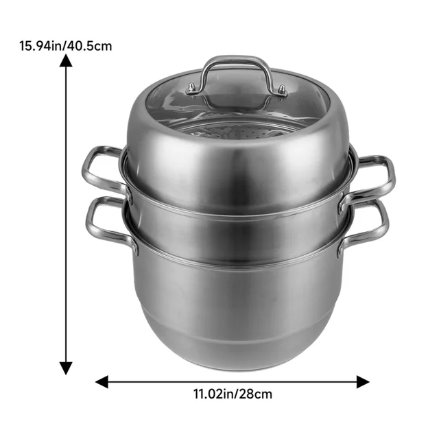 Lifeideas 3-Tier Stainless Steel Steamer Pot with Lid