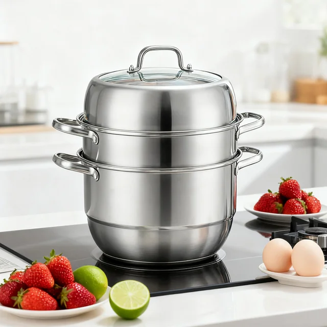 Lifeideas 3-Tier Stainless Steel Steamer Pot with Lid