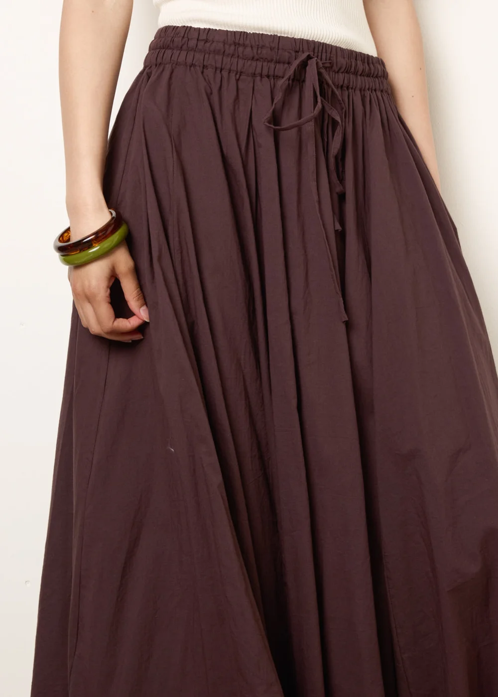 Blue Vanilla Brown Gathered Panel Maxi Skirt - S/M Image 3