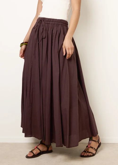 Blue Vanilla Brown Gathered Panel Maxi Skirt - S/M Image 2