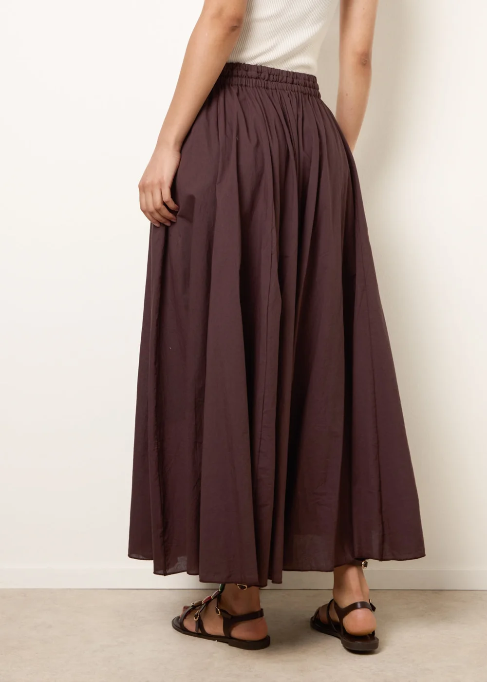 Blue Vanilla Brown Gathered Panel Maxi Skirt - S/M Image 4