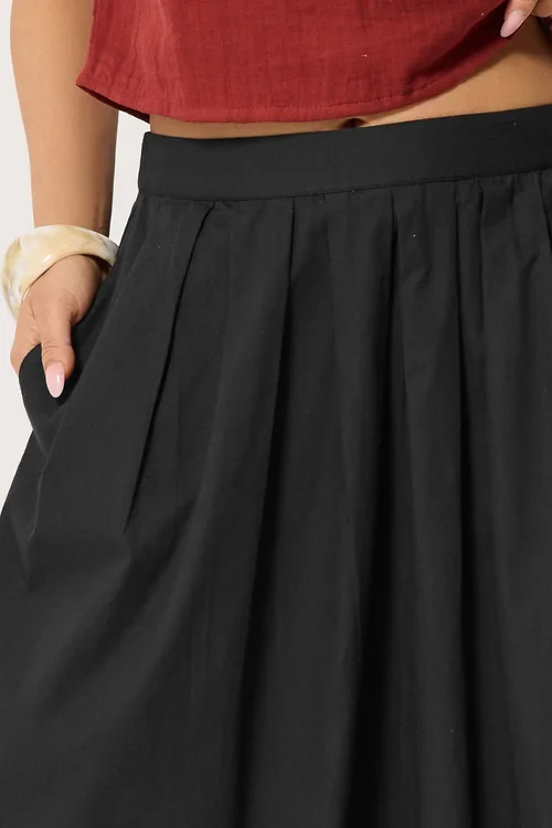 PixieGirl Petite Black Cotton Poplin Maxi Skirt - 14 Image 4