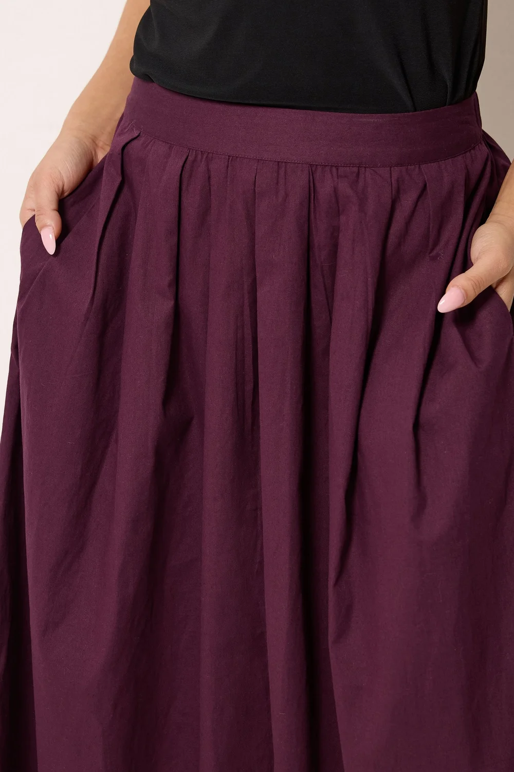 PixieGirl Petite Burgundy Red Poplin Cotton Maxi Skirt - 12 Image 4