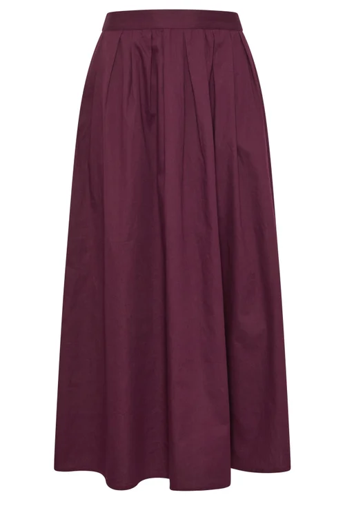 PixieGirl Petite Burgundy Red Poplin Cotton Maxi Skirt - 12 Image 5