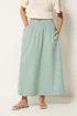 PixieGirl Petite Sage Green Poplin Shirred Cotton Maxi Skirt - 18 Image 2