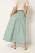 PixieGirl Petite Sage Green Poplin Shirred Cotton Maxi Skirt - 18 Image 3